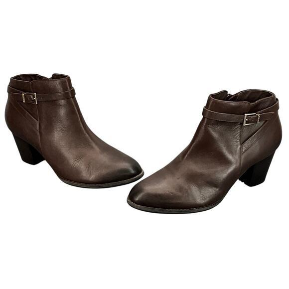 Vionic Upton Brown Leather Western 2.5" Block Heel Comfort Ankle Boot Women 9 - Picture 4 of 13